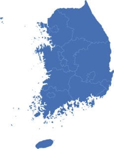blue map of south korea simple on white background