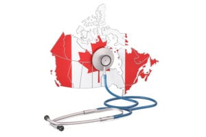 canada map and stethoscope