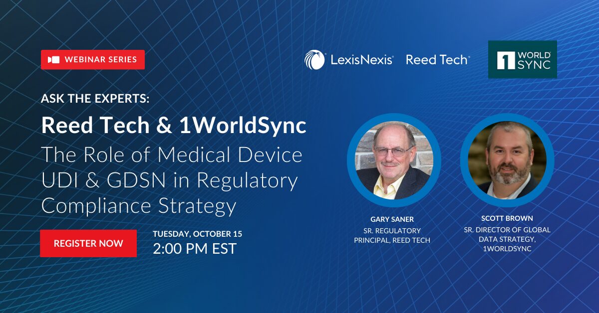 LexisNexis® Reed Tech® and 1WorldSync enable Global Medical Device Manufacturers to Manage Regulatory UDI submissions and Product Data Syndication